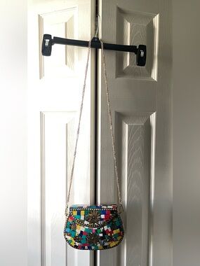 Colorful Mosaic Beaded Crossbody Bag - Multi Color